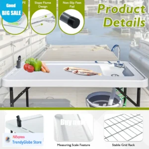 Fish Cleaning Table Sink/Faucet Drainage Hose & Sprayer
