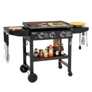 3-Burner Propane Gas Griddle with Foldable Side Shelves