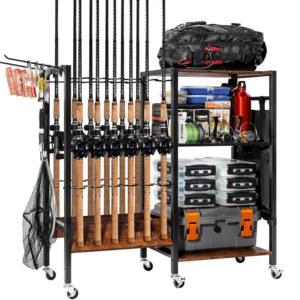 Fishing Rod Rack Storage up to 12 Rods,  Fishing Tackle Storage