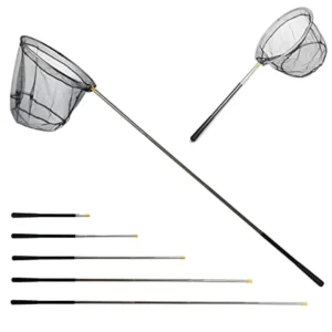 Landing Net with Aluminum Telescoping Handle, Rubber Coated Nylon Mesh