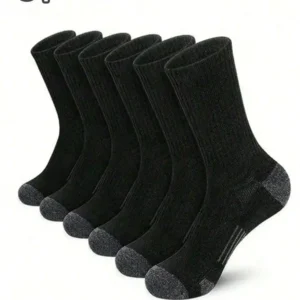5 Pairs Black/white Crew Socks For Men Sports Casual