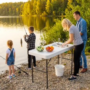 Fish Cleaning Table with Sink Faucet, Drainage Hose Fillet Table