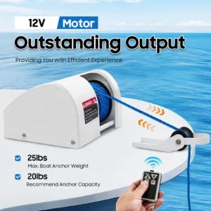 12V Electric Boat Anchor Winch - Remote Control / Boats With 25lbs  Anchor