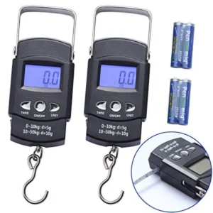 2 Pack Fish Scales, Portable Luggage Weight Scale LCD Display 110lb/ 50kg Electronic