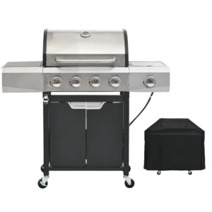 4 Burner Propane Grill Stainless Steel Barbecue Grill with Side Burner