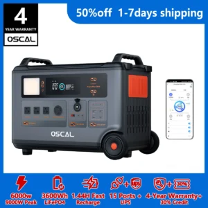 6000 Home Solar Generator, 3600Wh| DC/AC Bi-Directional Inverter | Home Emergency, Outdoor Camping/Hurricane Backup