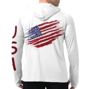 Mens Fishing Shirts American Flag Long Sleeve Quick Dry