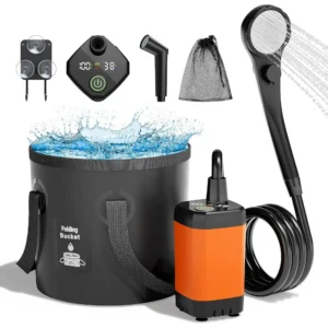 Rechargeable Portable Camping Shower, 5 Gallon Bucket, LED Display