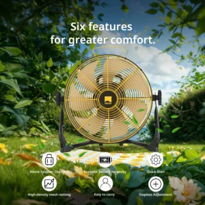 12" Portable Battery-Operated High-Velocity  Fan, Cordless for Camping,, Tents,