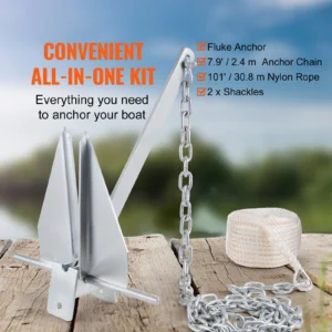 Fluke Style Anchor Kit, 13 LBS Hot-Dipped Galvanized Steel Fluke Anchor