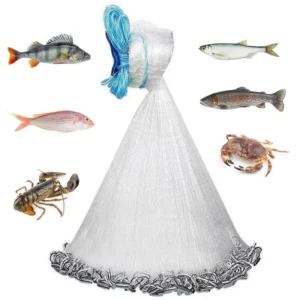 American Style Easy-Throw Fishing Cast Net, Durable Nylon  Freshwater/Saltwater